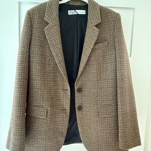 Zara Brown Checkered Men's Blazer